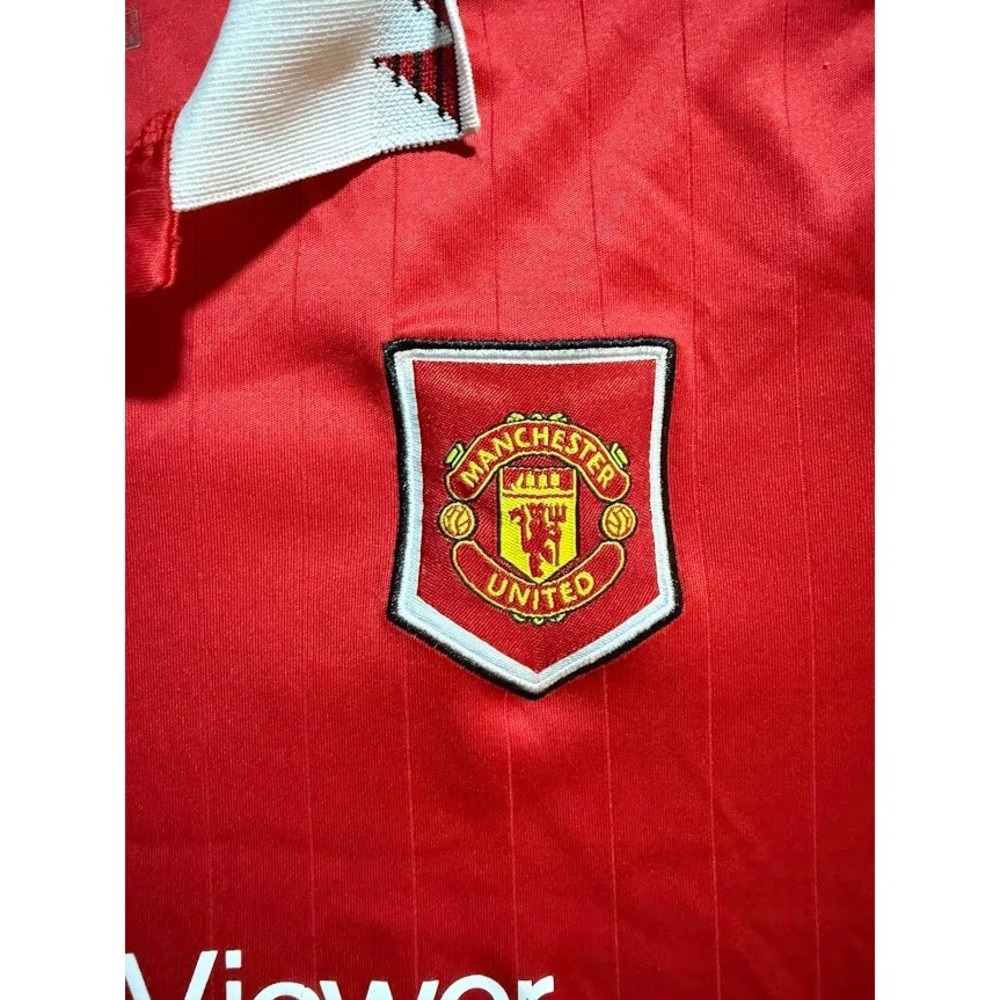 Adidas Manchester United Soccer Collared Jersey Boys 26 Red Short Sleeve - Picture 2 of 7